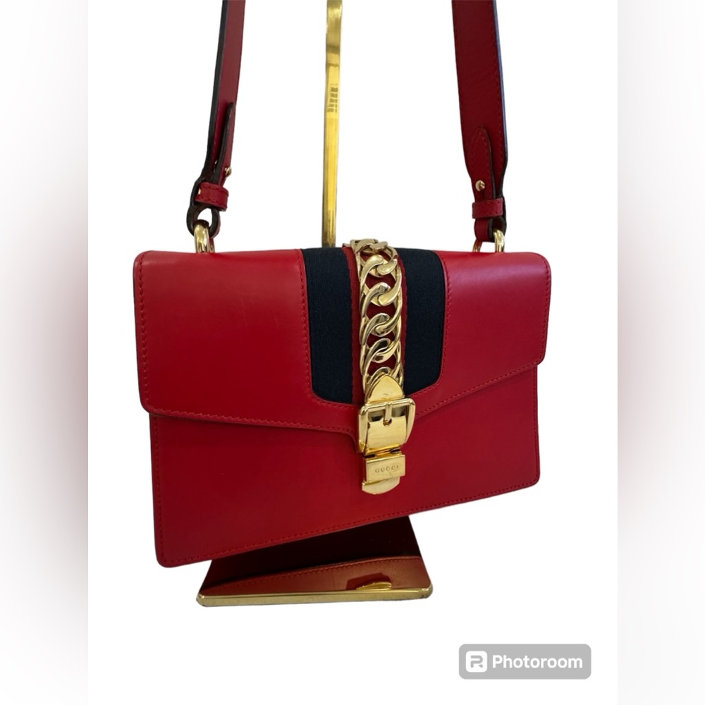 GUCCI
Red Calfskin Leather Small Sylvie Shoulder Bag (Pre-love) with dust bag